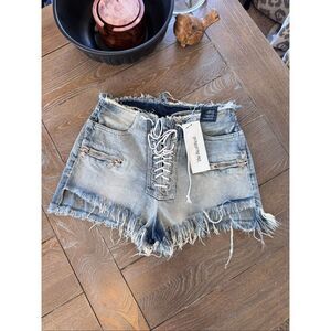 Unravel Project Lace Up Denim Shorts Size 25/2‎